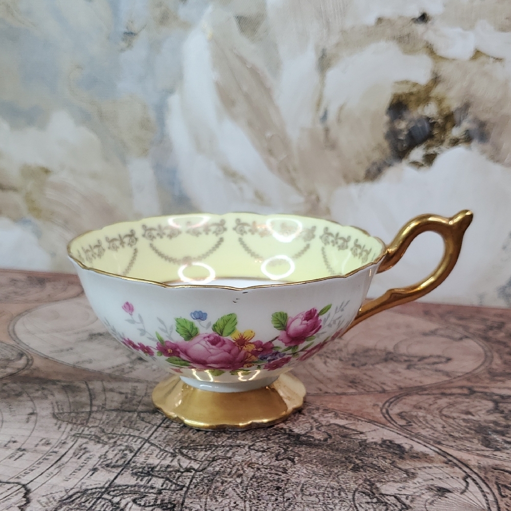 Regency Bone China Orphan Yellow Floral Teacup - No Saucer